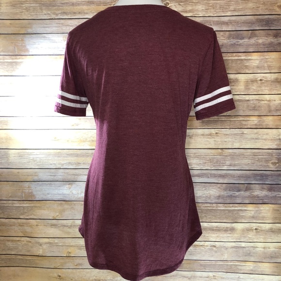 Disney Mickey Mouse Maroon Ringer Tee Shirt - Picture 2 of 8